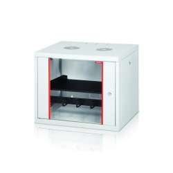 Formrack 19" Wall Mounted rack 20U 555/450mm, removable locking sides, height: 949mm, loading capacity: 100kg., tempered glass door, 19" front rails (back rails optionable)