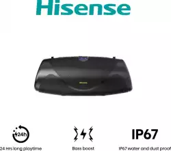 Hisense, WeBoom, Party speaker 2.0 Ch., 140W, BT, 20h play,IP67 Water and Dust Proof,Ambient Light,Dual-way Strap,Built-in Powerbank,Black