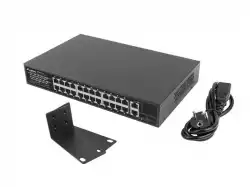 Lanberg switch 24x 100mb poe+/2x combo rack 19" gigabit ethernet 360w v2                          