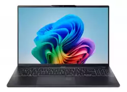Лаптоп Acer Swift 16 AI, SF16-51-99ND, Intel Core Ultra 9 288V, 16" 2.8K OLED (2880x1800) DCI-P3 100%, 32GB LPDDR5X 6400MHz on board, 1024GB PCIe NVMe SSD, Intel UMA, QHD Cam, WiFi 7, BT 6E, Backlit Kbd, Win 11 Home, Ice Black