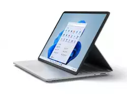 Лаптоп Microsoft Surface Laptop Studio, Quad-core 11th Gen Intel Core H35 i5-11300H, 14.4" (2400 x 1600) PixelSense Flow Display, Intel Iris X Graphics, 16GB RAM, 256GB SSD, Windows 11 Home, Platinum + Kaspersky Safe Kids 1-User 1 year Base License Pack