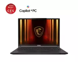 Лаптоп MSI Stealth A16 AI+ A3XWHG, NVIDIA GeForce RTX 5070 Ti 12GB GDDR7 992 AI TOPS, AMD Ryzen AI 9 HX 370 (12C, 24T, Up to 5.1 GHz 24 MB L3), 16" 16:10 QHD+ (2560x1600) OLED, 240hz, 1ms, 32GB DDR5 LPDDR5x-7500, 2TB  PCIe Gen4x4 SSD, Wi-Fi 7, Windows 11 Home