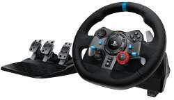 Logitech G29 Driving Force Racing Wheel, PlayStation 4, PlayStation 3, PC, 900° Rotation, Dual Motor Force Feedback, Adjustable Pedals, Leather 