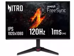 Монитор Acer Nitro VG240YGbip, 23.8" FHD (1920x1080) IPS, ZeroFrame, 120Hz, 1ms (VRB), AdaptiveSync, 250nits, HDMI, DP, VisionCare, Energy Class C, Black, 2Y