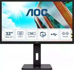 Монитор AOC Q32P2, 31.5" IPS WLED, 2560x1440@@75Hz, 4ms GTG, 250cd/m2, 1000:1, 50M:1 DCR, Adaptive Sync, FlickerFree, Low Blue Light, 3Wx2, Tilt, Height Adjust, Pivot, Swivel, 2xHDMI, DP, USB hub