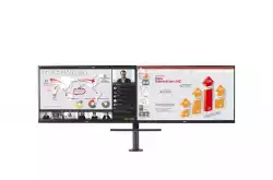Монитор LG 27QP88DP-BS, 27" QHD Ergo Dual with Daisy Chain (2560x1440) IPS AG, sRGB 99%, HDR10, 75Hz, 5ms, 1000:1, Mega DFC, 350 cd/m2, AMD FreeSync, USB type-C, HDMI, Reader Mode, DisplayPort, Ergo Dual Stand with C-Clamp & Grommet, Tilt/Height/Swivel/P