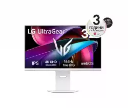 Монитор LG 32G810SA-W, 31.5" UltraGear IPS smart webOS 24, 1ms (GtG), 144Hz, 1000:1, 400cd/m2, 4K (3840x2160), FreeSync, G-SYNC, VRR, HDR 10, DCI-P3 95%, USB-C (PD 65W), AI, HDMI, DisplayPort, Speacers 7W x 2, Bluetooth, LG Switch, Height Adjustable,Tilt, Swive