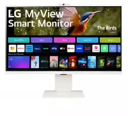 Монитор LG 32SR85U-W, 31.5&quot; IPS Smart webOS, Full HD Web cam, AG, 5ms, 1000:1, 400cd/m, DCI-P3 95%, 4K UHD (3840x2160), ThinQ, HDR 10, HDMI, USB Type-C-PD 90W, Wi-Fi B/in, AirPlay 2, Bluetooth, Speakers 5W x 2, Height Adjustable, Tilt, White                          