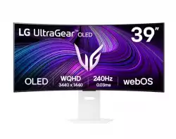 Монитор LG 39GX90SA-W, 39", OLED UltraGear 21:9 Curved Smart, IPS 0.03 ms, WQHD (3440x1440), 240Hz, HDR 10, 1500000:1, 250 cd/m2, DCI-P3 98.5%, USB 3.0, VRR, Free-sync, G-Sync, USB-C, PD 65W, HDMI, DP, PBP, Speakers, LG Switch, Height, Swivel, Tilt, White