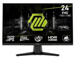 Монитор MSI MAG 242F, 23.8", 0.5ms, 200Hz, Rapid IPS, 1920x1080 (FHD), 16:9, AMD FreeSync Premium, 89% DCI-P3, AG, HDR Ready, 300 nits, 1000:1, DCR 100M:1, DP(1.2a), HDMI 2.0b, Tilt, VESA, Black, 3kg                          
