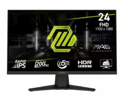 Монитор MSI MAG 244F, 23.8", 0.5ms, 200Hz, Rapid IPS, 1920x1080 (FHD), 16:9, AMD FreeSync Premium, 96% DCI-P3, AG, HDR Ready, 300 nits, 1000:1, DCR 100M:1, DP(1.2a), HDMI 2.0b, Tilt, VESA, Black, 2.9kg                          