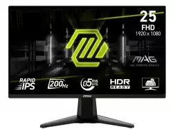 Монитор MSI MAG 255F E20, 24.5", 0.5ms, 200Hz, Rapid IPS, 1920x1080 (FHD), 16:9, AMD FreeSync Premium, 79% DCI-P3, AG, HDR Ready, 300 nits, 1000:1, DCR 100M:1, DP(1.2a), 2xHDMI 2.0b, Tilt, VESA, Black, 3.24kg                          