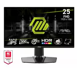 Монитор MSI MAG 255PXF, 24.5", 0.5ms, 300Hz, Rapid IPS, 1920x1080 (FHD), 16:9, AMD FreeSync Premium, 90% DCI-P3, AG, HDR Ready, 250 nits, 1000:1, DCR 100M:1, 2x2W, DP(1.2a), 2xHDMI 2.0b, Pivot, Heigh Adj., VESA, Black, 5.3kg                          