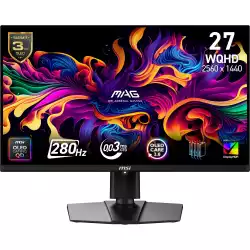 Монитор MSI MAG 271QP QD-OLED X28 Gaming, 26.5", 0.03ms, 280Hz, 2560x1440, G-SYNC, AMD FreeSync Premium Pro, AI Vision, Console Mode, ClearMR 15000, HDR True Black 400, Type-C(15W PD), DP(1.4a), 2xHDMI(2.1), Pivot, Heigh Adj., VESA 100, Black, 8.2kg