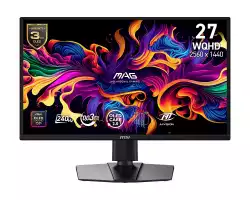 Монитор MSI MAG 272QP QD-OLED X24 Gaming, 26.5", 0.03ms, 240Hz, 2560x1440, G-SYNC, AMD FreeSync Premium, AI Vision, Console Mode, ClearMR 15000, HDR Ready, Type-C(15W PD), DP(1.4a), 2xHDMI(2.1), Pivot, Heigh Adj., VESA 100, Black, 5.7kg