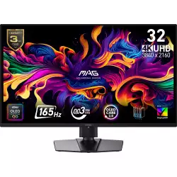 Монитор MSI MAG 322UP QD-OLED E16 Gaming, 31.5", 0.03ms, 165Hz, 3840x2160, G-SYNC, AMD FreeSync Premium Pro, AI Vision, Console Mode, ClearMR 10000, HDR True Black 400, Type-C(15W PD), DP(1.4a), 2xHDMI(2.1), Pivot, Heigh Adj., VESA 100, Black, 7.7kg                          