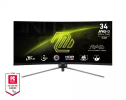 Монитор MSI MAG 345CQR, 34", VA, 180Hz, 1ms, UWQHD 3440x1440, 21:9, FreeSync Premium, HDR, Ai VISION, LBL, Night Vision, Console mode, VRR, CEC, 300 nits, 3000:1, 100M;1, DP (1.4a), 2x HDMI (2.0b), Headphone out, Adj.Stand 100mm, Swivel,Tilt, VESA