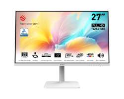 Монитор MSI Modern MD2712PW, 27", 100Hz, 1ms, IPS, 1920x1080 (FHD), 16:9, Flat, HDR Ready, EyesErgo, AG, MSI Display Kit, 117% sRGB, 300 nits, 1000:1, RedDot Winner, 1xHDMI1.4, 1xTypeC DP alt. w/PD (15W), Speakers 2x3W, Pivot, Heigh Adj., VESA, White, 5.85kg