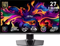 Монитор MSI MPG 272URX QD-OLED Gaming, 26.5", 0.03ms, 240Hz, 3840x2160, G-SYNC, AMD FreeSync Premium Pro, AI Vision, Console Mode, ClearMR 13000, HDR True Black 400, Type-C(98W PD), DP(2.1a), 2xHDMI(2.1), USB Hub, Pivot, Heigh Adj., VESA, Black, 8.1kg