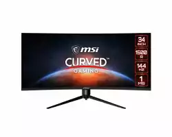 Монитор MSI Optix MAG342CQR, 34", 144Hz, 1ms, VA, 3440x1440 UWQHD, 21:9, AG, Curve 1500R, Night Vision, Anti-Flicker, Adaptive-Sync, 300 cd/m2, Contrast 4000:1, 2x HDMI (2.0), DP 1.4, Height Adj 90mm, Tilt, Swivel, Pivot, Frameless, VESA75, 9S6-3DB65H-026