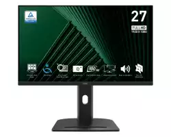 Монитор MSI PRO MP275PG, 27", 1ms, 100Hz, IPS, 1920x1080 (FHD), 16:9, FLAT, Adaptive-Sync, MSI Power Link, EyesErgo, 78% SRGB, AG, 300 nits, 1000:1, DP (1.2a), HDMI 1.4b, VGA, Line-in, Speakers 2x2W, Pivot, Heigh Adj. 130 mm, VESA, Black, 6.03kg