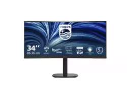 Монитор Philips 34B2N3500C, 34" Curved 1500R, VA, WLED, 3440x1440@@120Hz, 4ms GtG, 350cd m/2, 3500:1, 50M:1 DCR, Adaptive Sync, FlickerFree, SoftBlue, 5Wx2, Tilt, Height Adjust, Swivel, 2xHDMI, DP, USB hub