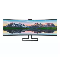 Монитор Philips 499P9H, 49" 32:9 Super Wide Curved 1800R VA LED, 5120x1440@@60Hz, HDR 400, 5ms, 3000:1, 80M:1 DCR, 450 cd/m2, Web cam,Tilt, Swivel, Heigh Adjust, HDMI, DP, Headphone Out, Speakers, USB-C/USB 3.1, RJ45, Black