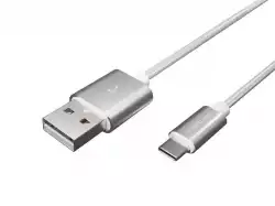 Natec USB-C(M) -> USB-A (M) 2.0 cable 1m. Silver nylon