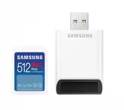 Samsung 512GB SD PRO Plus + USB Reader, Class10, Read 180MB/s - Write 130MB/s