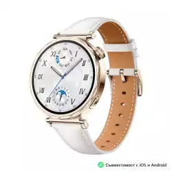 Смартчасовник Huawei Watch GT5 Jana-B19L, 1.32", Amoled 466x466 PPI 352, , BT5.2 BLE/BR/EDR, 5ATM, 524mAh, Screenshot sharing, support message input, message notifications, Battery life up to 7 days, Compatible with iOS and Android devices, White Leather