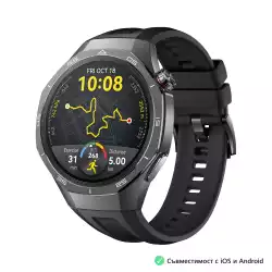 Смартчасовник Huawei Watch GT5 Pro Vili-B29F, 1.43", Amoled, 466x466, PPI 326, BT5.2, BLE/BR/EDR, 524mAh, 40-meter free diving, HUAWEI TruSense System, ECG analysis, Battery life up to 14 days, Compatible with iOS and Android devices, Black Fluoroelastomer