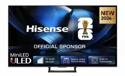 Телевизор Hisense 55" U7SE, 4K Ultra HD 3840x2160, ULED, FALD, Quantum Dot, 144Hz, IPS, HDR 10+, HLG, Dolby Vision IQ, Dolby Atmos, Smart TV, WiFi 5GHz, WiFi Direct, BT, Anyview Cast, 4xHDMI, 2xUSB, LAN, CI+, DVB-T2/C/S2, Black                          