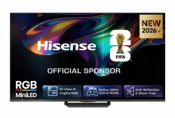 Телевизор Hisense 55" UR8S, 4K Ultra HD 3840x2160, RGB Mini Led , DLED, Quantum Dot, 180Hz, IPS, HDR 10+, HLG, Dolby Vision IQ, Dolby Atmos, Smart TV,Light Sensor,WiFi 6eGHz, WiFi Direct, BT,2x10 W + 20 W + 2x5 W, Anyview Cast, 4xHDMI, 2xUSB, LAN, CI+, DVB-T2/C/S2