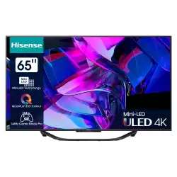 Телевизор Hisense 65" U7KQ, 4K Ultra HD 3840x2160, ULED, FALD, Quantum Dot, 144Hz, IPS, HDR 10+, HLG, Dolby Vision IQ, Dolby Atmos, Smart TV, WiFi 5GHz, WiFi Direct, BT, Anyview Cast, 4xHDMI, 2xUSB, LAN, CI+, DVB-T2/C/S2, Black