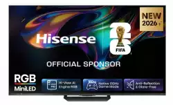 Телевизор Hisense 75" UR8S, 4K Ultra HD 3840x2160, RGB Mini Led , DLED, Quantum Dot, 180Hz, IPS, HDR 10+, HLG, Dolby Vision IQ, Dolby Atmos, Smart TV,Light Sensor,WiFi 6eGHz, WiFi Direct, BT,2x10 W + 20 W + 2x5 W, Anyview Cast, 4xHDMI, 2xUSB, LAN, CI+, DVB-T2/C/S2