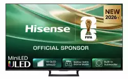 Телевизор Hisense 85" E8S, 4K Ultra HD 3840x2160, ULED, Quantum Dot,144 Hz, HDR 10+, HLG, Dolby Vision, DTS Virtual X, Smart TV, Light Sensor, WiFi Direct, BT, Anyview Cast, 3xHDMI, 2xUSB, LAN, CI+, DVB-T2/C/S2,Singale stand, Black