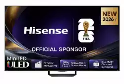 Телевизор Hisense 85"U7S Pro, 4K Ultra HD 3840x2160, ULED, FALD, Quantum Dot, 165Hz, IPS, HDR 10+, HLG, Dolby Vision IQ, Dolby Atmos, Smart TV, WiFi 5GHz, WiFi Direct, BT, Anyview Cast,light sensor,Solar Powered Remote, 4xHDMI, 2xUSB, LAN, CI+, DVB-T2/C/S2, Black