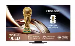 Телевизор Hisense 85" U8Q, 4K Ultra HD 3840x2160, Mini Led Pro, FALD, Quantum Dot, 165Hz, IPS, HDR 10+, HLG, Dolby Vision IQ, Dolby Atmos, Smart TV,Light Sensor,WiFi 5GHz, WiFi Direct, BT, Anyview Cast, 3xHDMI, 2xUSB, LAN, CI+, DVB-T2/C/S2, Black