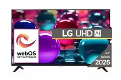 Телевизор LG 43UA73003LA, 43" 4K UltraHD TV 4K (3840x2160), DVB-T2/C/S2, webOS 25 Smart, ThinQ AI, Alpha 7 AI Processor, WiFi, HDR10 pro, HLG, ALLM/HGiG, 4K Upscaling, AI Sound pro, Multiple View, HDMI eARC, LAN, USB, Bluetooth, Google Cast, 2 Pole Stand, Black
