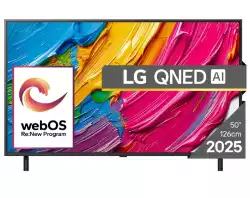 Телевизор LG 50QNED80A3A, 50" 4K QNED HDR Smart TV, 3840x2160, DVB-T2/C/S2, Alpha 7 AI Processor, HDR10 / HLG, webOS 25 ThinQ, VRR / ALLM / HGiG, 4K Upscaling, WiFi 5, Voice Controll, Bluetooth 5.1, AirPlay 2, LAN, CI, HDMI, SPDIF, Google Cast, 2 pole Stand