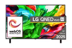 Телевизор LG 55QNED85A3C, 55" 4K QNED HDR Smart TV, 3840x2160, 120Hz Native (VRR 144Hz), DVB-T2/C/S2, Alpha 8 AI Processor, HDR 10 PRO, webOS 25 ThinQ, 4K Upscaling, WiFi 5, Dolby Vision, FreeSync, Bluetooth 5.1, AirPlay 2, LAN, CI, HDMI, SPDIF, 2 pole Stand