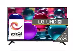 Телевизор LG 65UA73003LA, 65" 4K UltraHD TV 4K (3840x2160), DVB-T2/C/S2, webOS 25 Smart, ThinQ AI, Alpha 7 AI Processor, WiFi, HDR10 pro, HLG, ALLM/HGiG, 4K Upscaling, AI Sound pro, Multiple View, HDMI eARC, LAN, USB, Bluetooth, Google Cast, 2 Pole Stand, Black