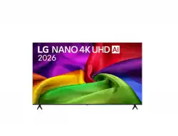 Телевизор LG 85NU800B3LA, 85" NANO 4K UHD, 3840x2160, DVB-T2/C/S2, AI Alpha 7, HDR 10, webOS 26, ThinQ AI, VRR, ALLM, HGiG, WiFi, Clear Voice, 4K Super Upscaling, Bluetooth 5.3, Hdmi e-ARC , CI, LAN, AirPlay2, AI Sound Pro, Google Cast, 2 Pole stand, Black