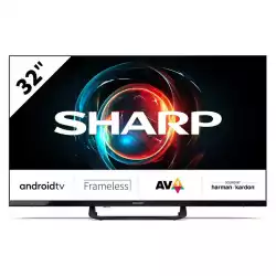 Телевизор Sharp 32FH8E, 32" LED Android TV, FULL HD 1920x1080 Frameless, 1 000 000:1, DVB-T/T2/C/S/S2, Active Motion 400, HARMAN/KARDON, Speaker 2x12W, Dolby Digital, Google Assistant, Chromecast Built-in, 3xHDMI, 3.5mm Headphone jack / line-out, 2xUSB, Wi-Fi, BT