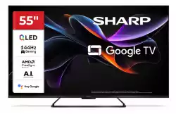 Телевизор Sharp 55HR7265E, 55" QLED  GOOGLE TV, 4K 144Hz Quantum Dot 3840x2160 Frameless, AQUOS AI, DVB-T/T2/C/S/S2, Active Motion 1400, HDR10, Dolby Atmos, Dolby Vision, DTS:X, Google Assistant, HDMI eARC, Mini Composite/CVBS + Audio input, USB, Wi-Fi, Bluetooth                          