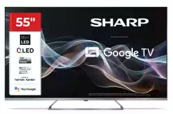 Телевизор Sharp 55JP7265E, 55" QLED Mini led Google TV, 4K Ultra HD 3840x2160 Frameless, AQUOS, DVB-T/T2/C/S/S2, Active Motion 1000, HDR10, Dolby Atmos, Dolby Vision, Google Assistant, HARMAN/KARDON, HDMI 2.1 with eARC, 3.5mm Headphone jack / line-out, USB, Wi-Fi                          