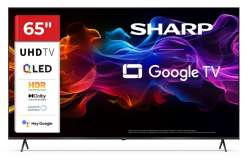 Телевизор Sharp 65HP5265E, 65" QLED Google TV, 4K Ultra HD 3840x2160 Frameless, 1 000 000:1, AQUOS, DVB-T/T2/C/S/S2, Active Motion 1000, HDR10, Dolby Atmos, Dolby Vision, Google Assistant, Google Cast, HDMI 2.1 with eARC, 3.5mm Headphone jack / line-out, USB, Wi                          