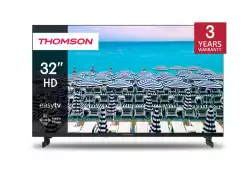 Телевизор Thomson 32"HD Easy TV; 1366 x 768 (HD), DLED, 60 Hz, DVB-T/T2/C/S/S2,HDMI 3 (1.4), USB 2 (2.0), S/PDIF 1x coaxial, AV IN, Hotel mode, Side Feet, Black