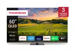Телевизор Thomson 50" QLED Google TV; 3840 x 2160 (4K UHD), 4000:1, QLED, 60 Hz, DVB-T/T2/C/S/S2, HDR10, Wi-Fi, Bluetooth, LAN, HDMI 2 (2.0) + 2 (2.1), USB 2 (2.0) + 1 (3.0), Hotel mode, Central Swivel Stand, Dark gray
