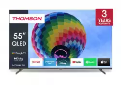 Телевизор Thomson 55" QLED Google TV; 3840 x 2160 (4K UHD), QLED, 60 Hz, DVB-T/T2/C/S/S2, HDR10, Wi-Fi, Bluetooth, LAN, HDMI 2 (2.0) + 2 (2.1), USB 2 (2.0) + 1 (3.0), Side Feet, Dark gray Телевизор Thomson 55" QLED Google TV; 3840 x 2160 (4K UHD), QLED, 60 Hz, DVB-T/T2/C/S/S2, HDR10, Wi-Fi, Bluetooth, LAN, HDMI 2 (2.0) + 2 (2.1), USB 2 (2.0) + 1 (3.0), Side Feet, Dark gray